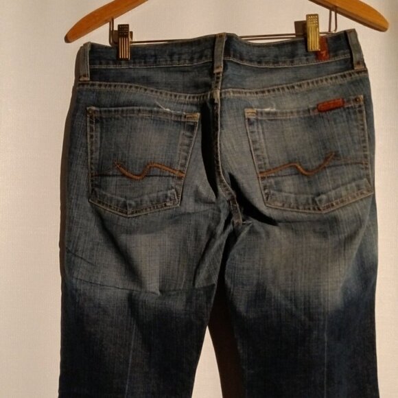 7 For All Mankind Jeans Women's 27 Boot Cut Low Rise Dark Wash USA 30 X 29.5 - Picture 8 of 9